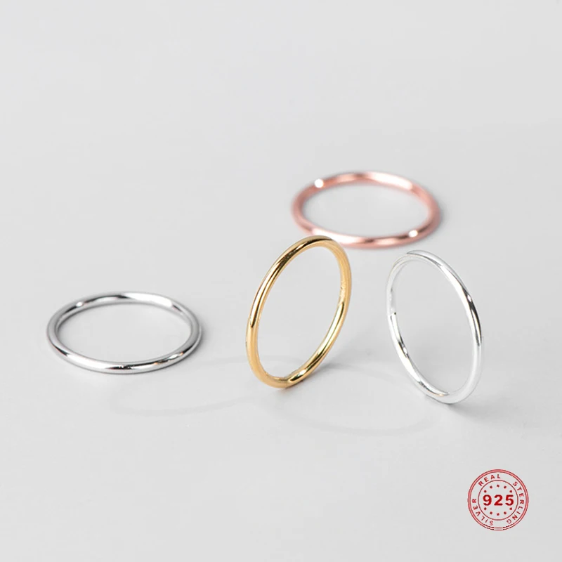 

925 Sterling Silver Fashion Minimalist Midi Round Ring for Women Vintage Metal Knuckle Finger Rings Jewelry Accessories