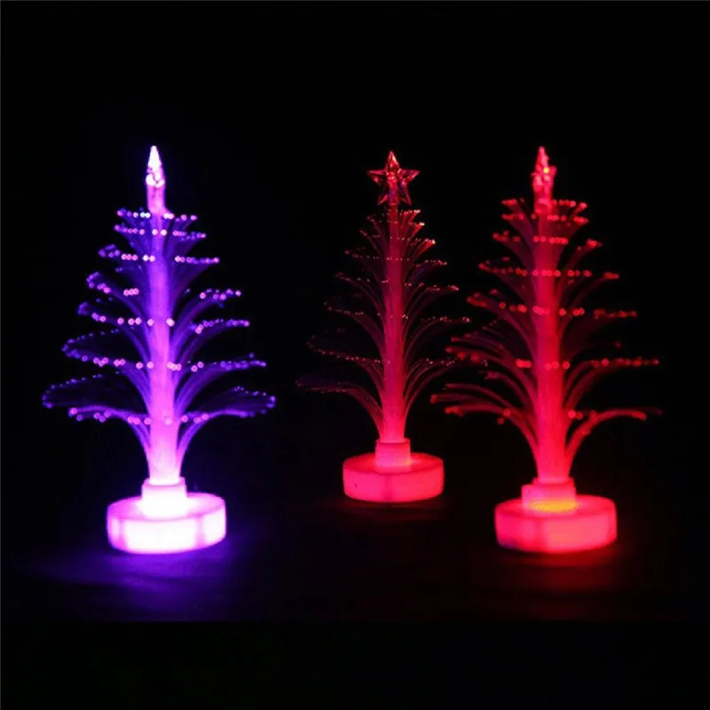 Novelty LED Fiber Optic Night Light Colourful Changing Lamp Multi-Color Christmas Tree Star Decoration Home Party Gift | Лампы и