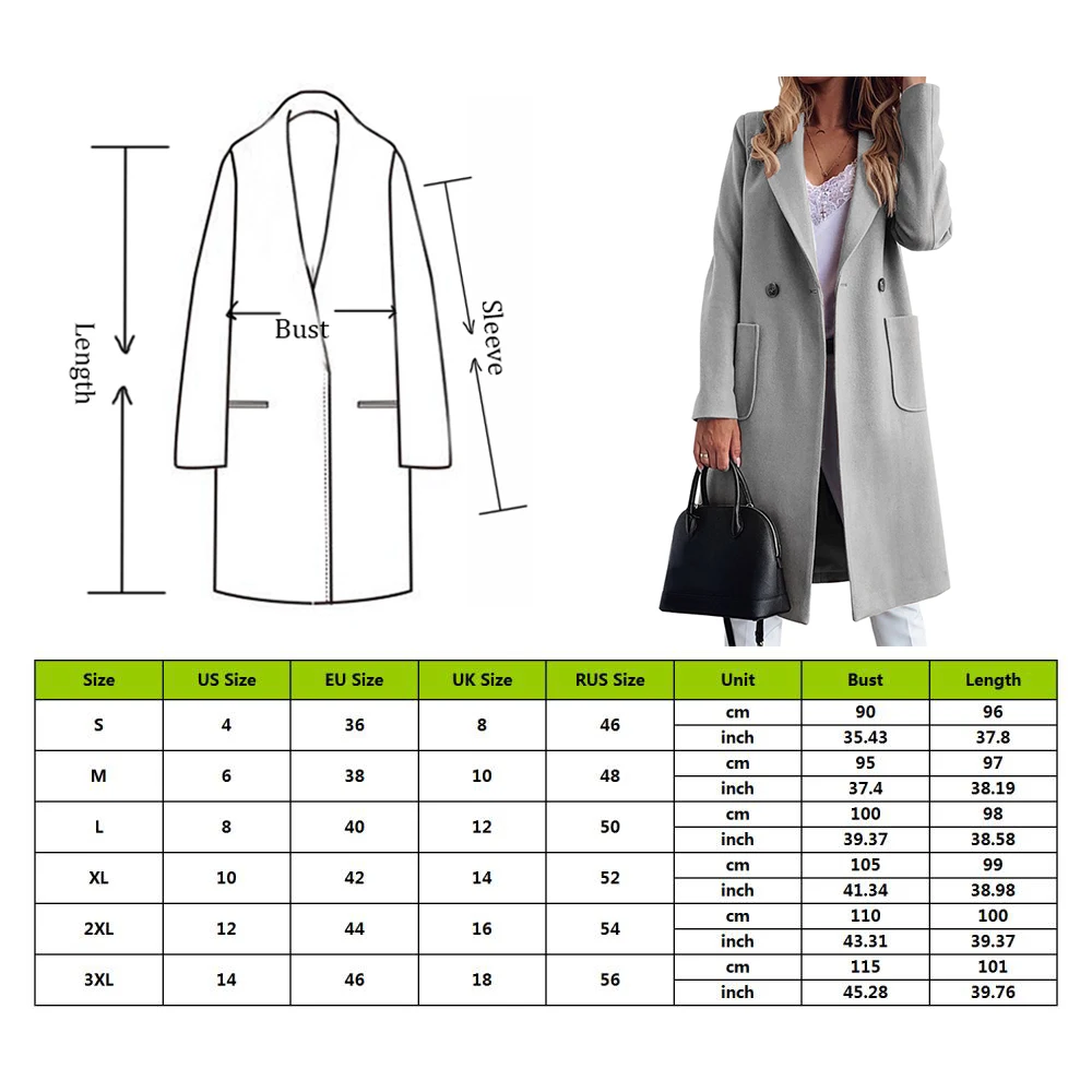 

2020 Fashion Autumn Long Coat Women Down Collar Solid Yellow Coat Casual Lady Slim Blends Outerwear Clothes