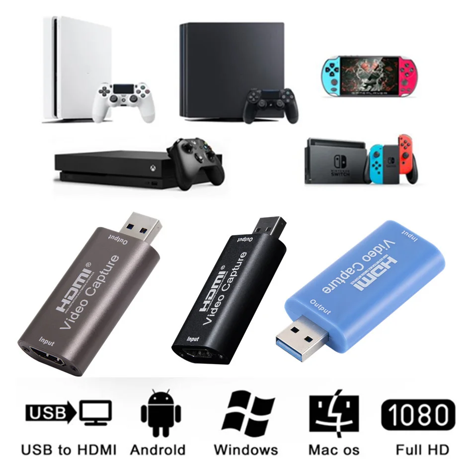 HD 4K Video Capture Card USB3.0 2.0 HDMI Grabber Record Box for PS4 Game DVD Camcorder Camera Recording Live Streaming |
