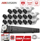 Hikvision IP-система безопасности комплект 4K 16-канальный POE NVR Hikvision 8MP POE IP-камера внешняя безопасность Hik-Connect P2P