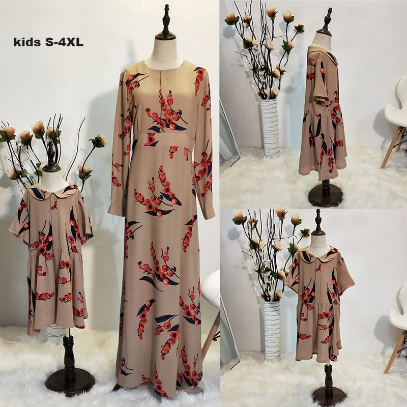 Розовая Абая для девочек Enfant Дубайский хиджаб мусульманское платье женщин дети