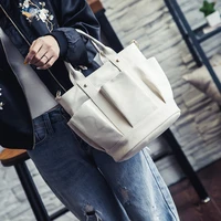 fashion canvas fold double pocket handbag new womens bag fashion one shoulder messenger bag