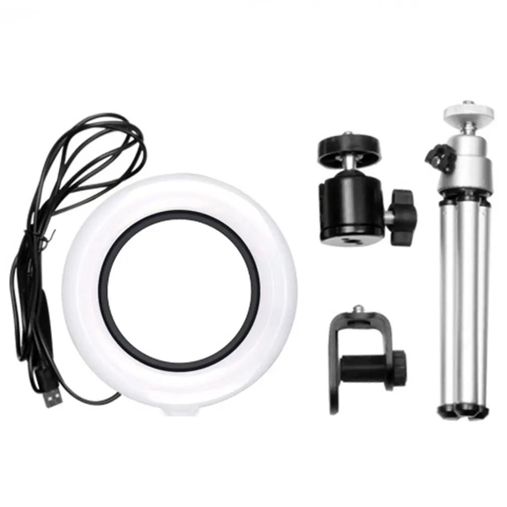 

Кольцевой светодиодный светильник для фотосъемки, настольная лампа с регулируемой яркостью для селфи, подходит для нанесения макияжа, виде...