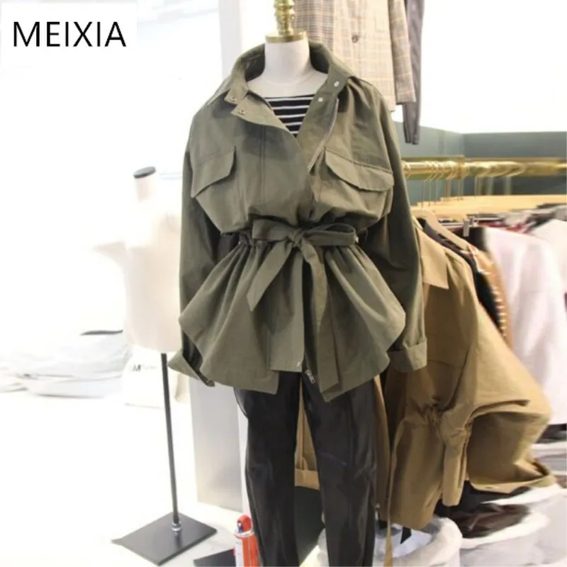

Women's waist short windbreaker jacket loose casual thin section student Hong Kong flavor solid color coat shirt tide