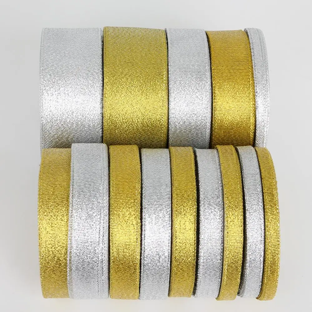 Ширина 7 мм 25 ярдов/диск золотистые и Серебристые бархатные ленты велюр