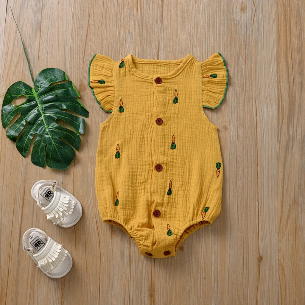 Комбинезон для новорожденных девочек хлопково-льняной наряд с рукавами летучая