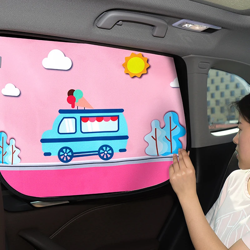 

1PC Hot Universal Car Sun Shade Cover UV Protect Curtain Side Window Sunshade Cover For Baby Kids Cute Cartoon Car Styling
