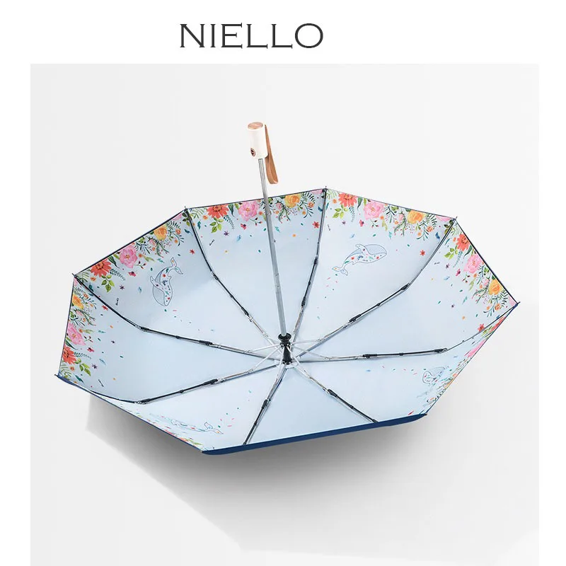 Полностью автоматический зонт черный клей двухслойный складной солнцезащитный