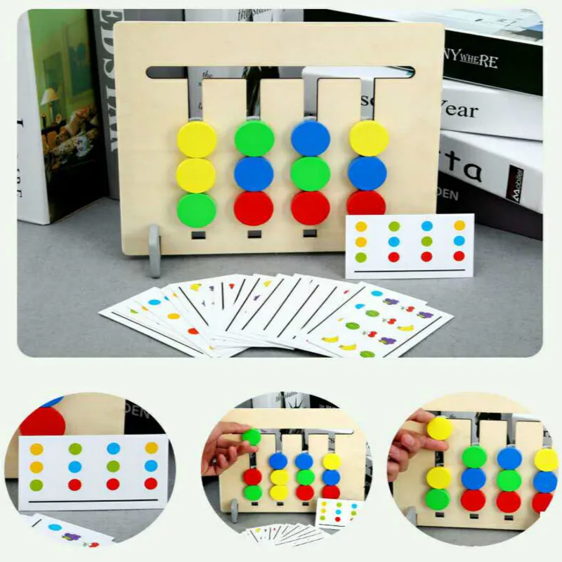 Игрушка Монтессори цвета и фрукты двусторонняя подходящая игра обучение логике