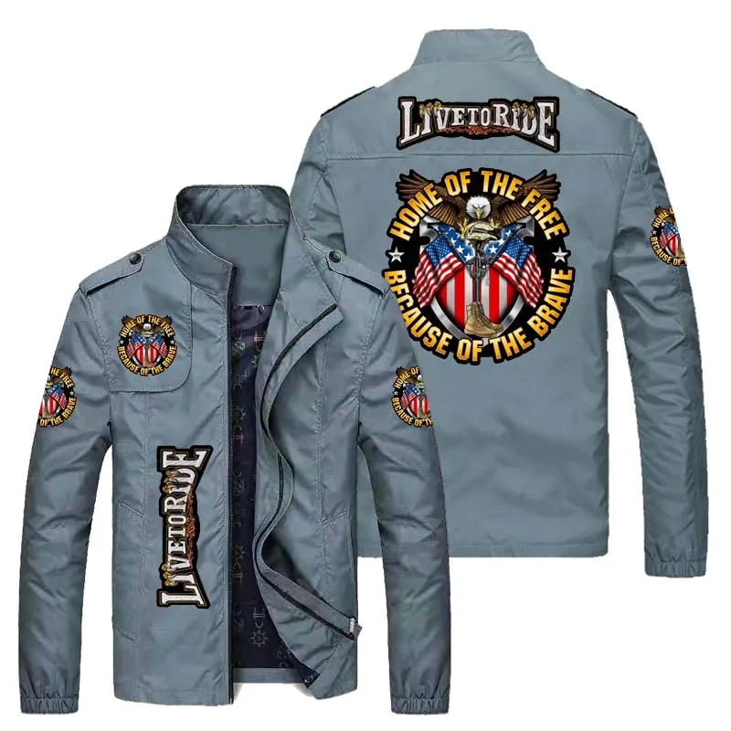 2021 new Eagle and American flag printed jacket men's fashion brand slim coat boutique locomotive style outdoor sportswear | Мужская