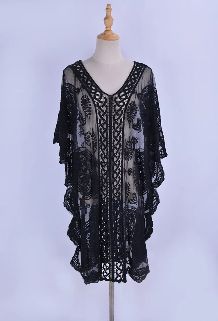 New Hot Summer Lace Croche Women sexy Crochet Bikini Cover Up Floral White Black Bathing Swimwear Beach Suit Summer Dress Tops