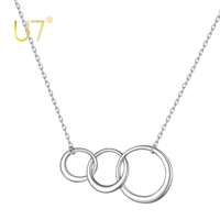 u7 925 sterling silver 3 interlocking circles necklace pendant generation necklace love between daughter mother 16 inch
