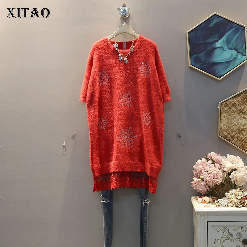 XITAO 2020 весеннее Новое Женское платье размера плюс вязанные кружевные платья
