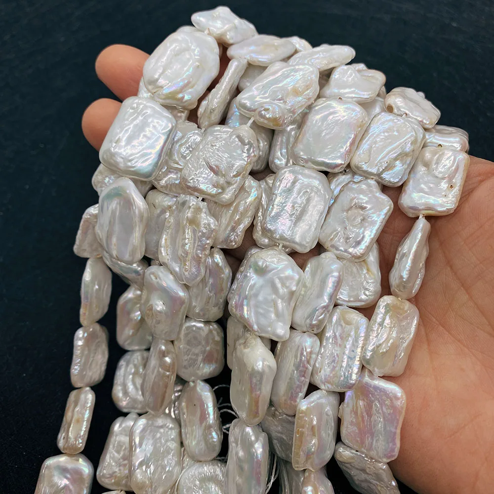 Белый натуральный пресноводный жемчуг плоский квадратный Большой для