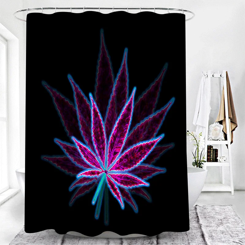 Maple Leaf Shower Curtain Psychedelic Waterproof Shower Curtains Printed Fabric Bathroom Screen Bath Curtain Home Decoration