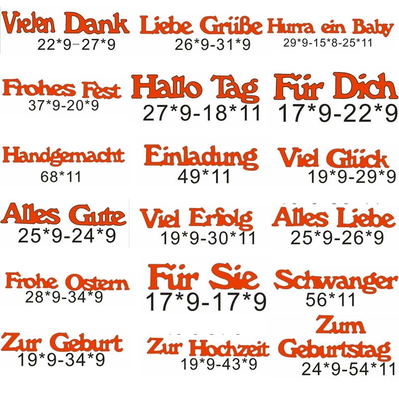 

German Words&Phrases Die Cuts For Card Making Various German Word&Phrases dies scrapbooking metal cutting dies new 2019