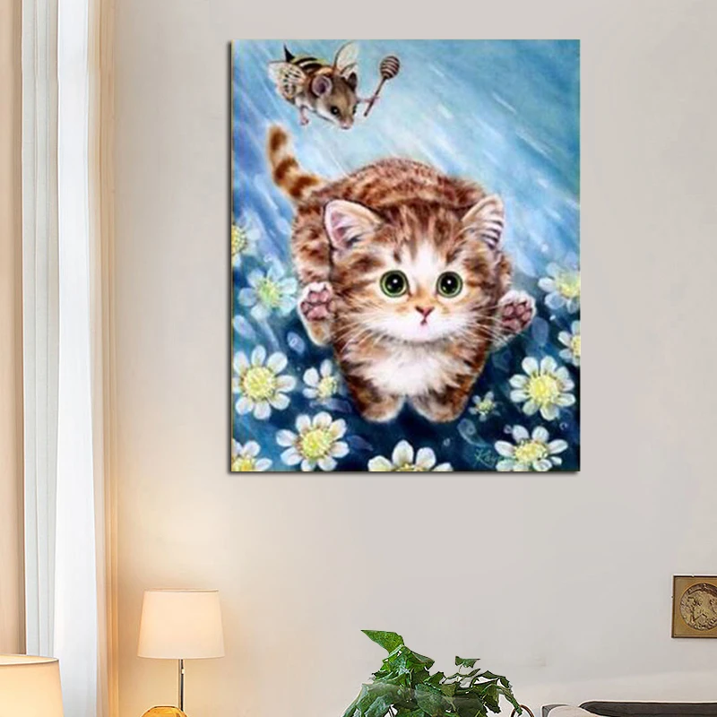 5D алмазная живопись сделай сам мультяшный Кот и Летающая мышь вышивка полностью