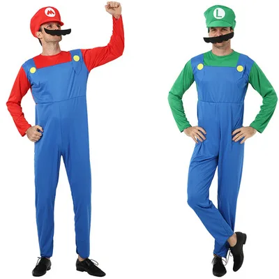 новый год Супер Марио Детский костюм косплей семья Funy Luigi Bros сантехник Пурим
