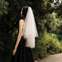 ribbon edge wedding veil with pearls white ivory short bridal veil wedding accessories