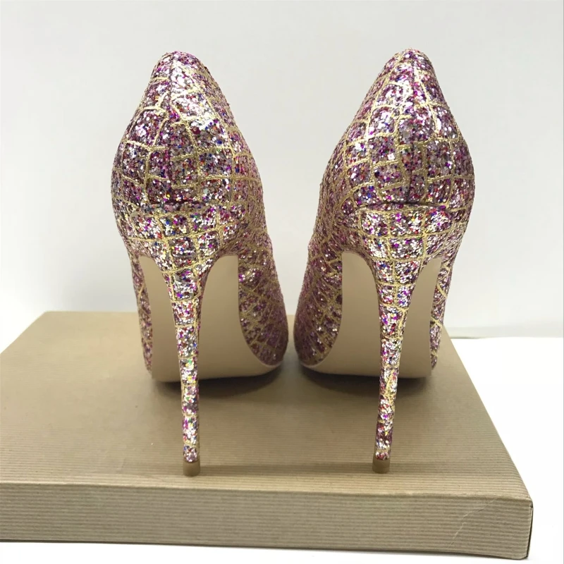 Блестящие туфли золотого цвета на высоком каблуке 12 см/10 см/8 см соблазнительные