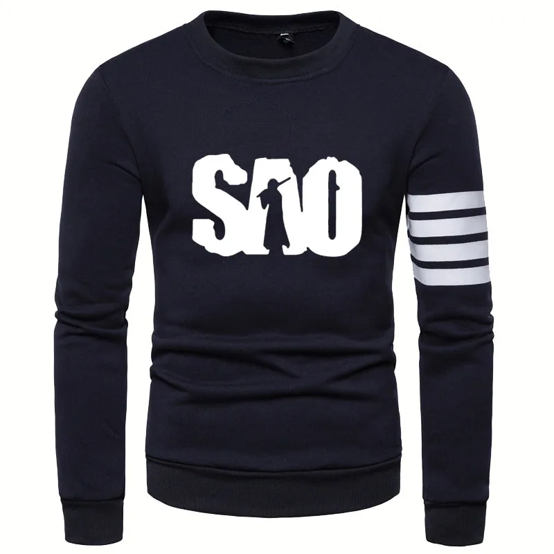 Свитшот мужской с принтом Сан-меч Повседневный хлопковый пуловер прострочкой