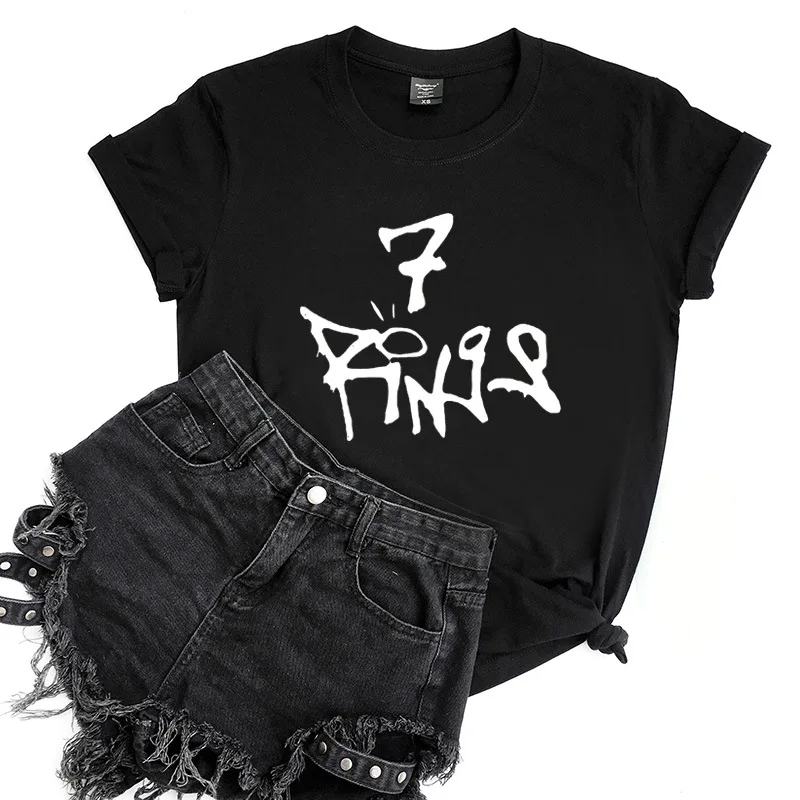 

Ariana Grande T Shirt 7 Rings Graphic Fashion Harajuku Tee Female Hip Hop Short Sleeve Casual Cotton Soft Top Mujer Camisetas