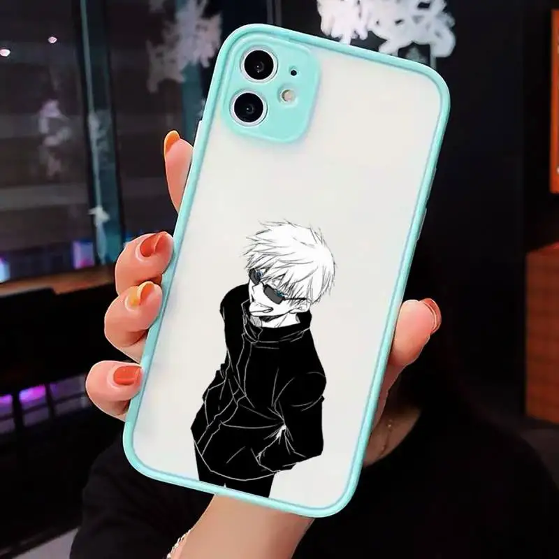 

Jujutsu Kaisen Phone Case For iPhone 12 11 Mini Pro XR XS Max 7 8 Plus X Matte transparent blue Back Cover