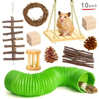 hamster toy set rabbit guinea pig parrot molar wooden toy tunnel toy hamster rabbit bird small pet cage toy pet accessories