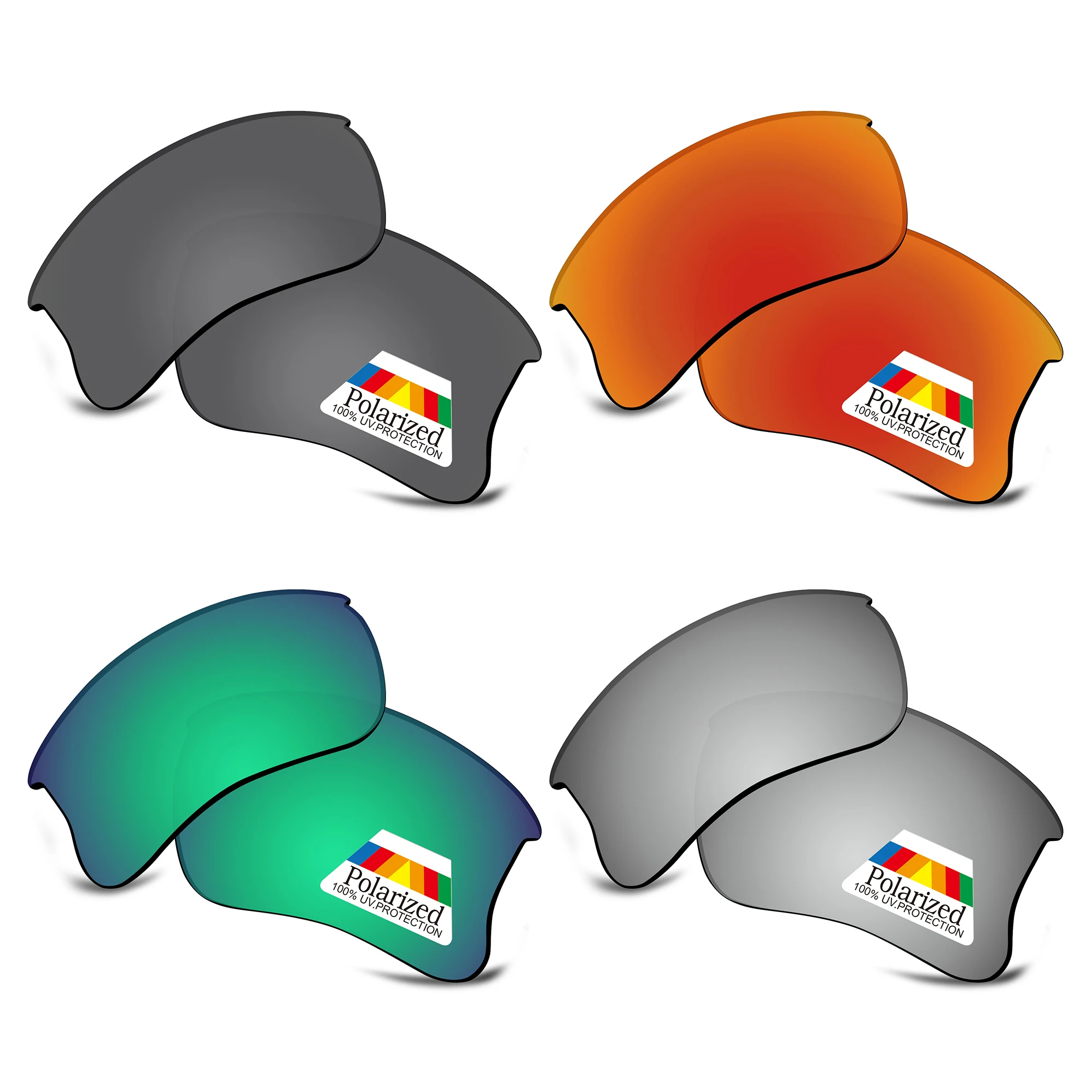 Bwake 4 Pairs Black & Silver & Green & Fire Red Polarized Re