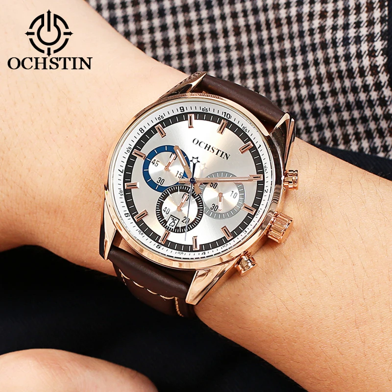 OCHSTIN 2019 модные спортивные часы для мужчин Топ бренд класса люкс Хронограф бизнес