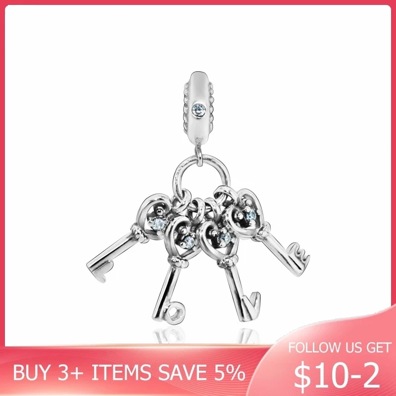 Classic Keys of Love Dangle Charm Beads fit Original pandora Bracelets Women DIY Jewelry | Украшения и аксессуары