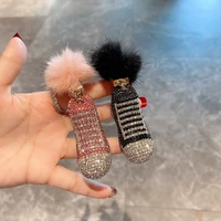 crystal car keychain diamonds basketball shoes key rings mink fur hair ball bag pendant for ladies girl gift auto accessories