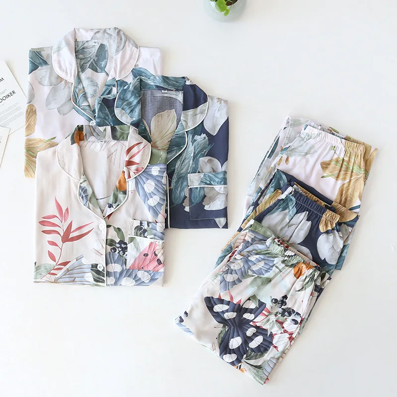 Long Sleeve Pajamas Autumn Trousers Suit Fashion Pyjama Set Large Size Nightwear Home Service House Nightdress Costume Outfit