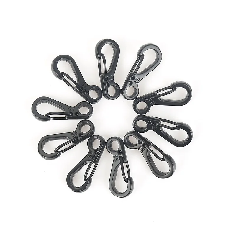 

10Pcs EDC Alloy Mini Paracord Carabiner Clips Camp Snap Hooks Survival Black Outdoor Tools