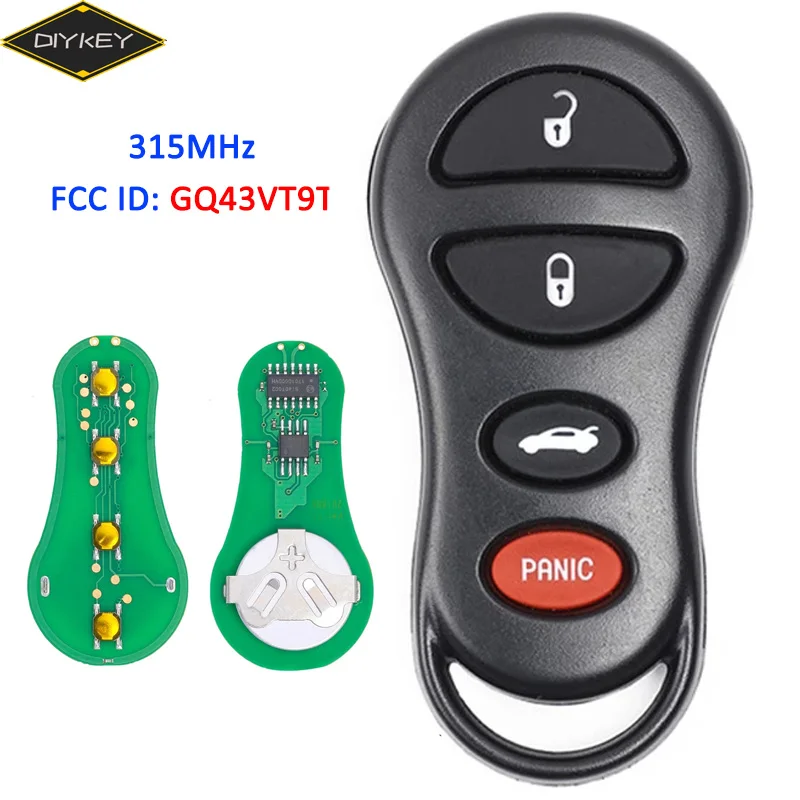DIYKEY 315 МГц FCC аддитивного цветового пространства: GQ43VT9T для Chrysler Concorde неоновый свет