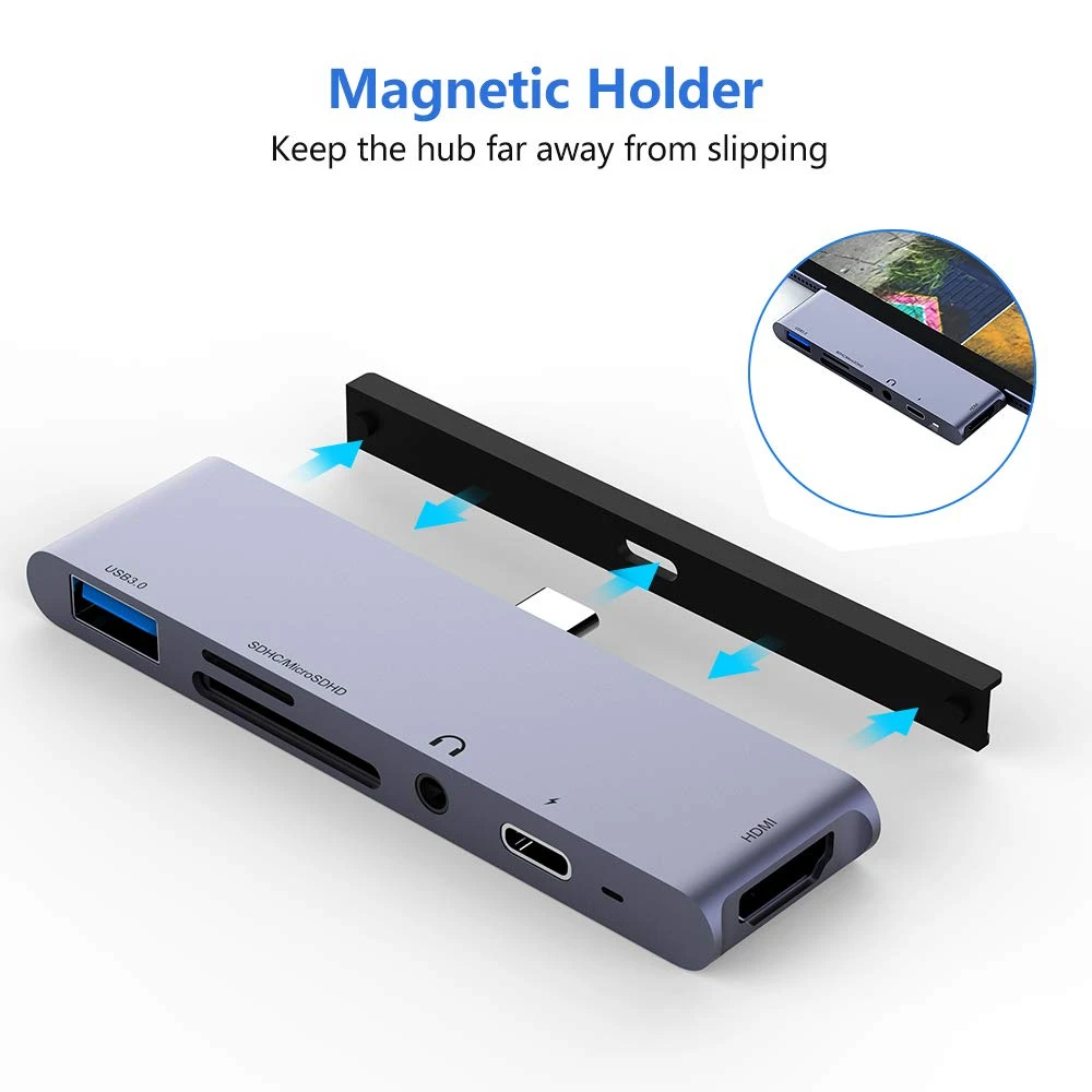 USB C концентратор для iPad Pro usb type-C до 4K HDMI адаптер USB SD/TF кард-ридер 3,5 мм разъем для наушников PD Зарядка для MacBook Pro