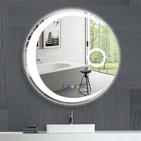 creative bathroom mirror smart mirror makeup led 3 color adjustable light with bluetooth speaker for home decorative