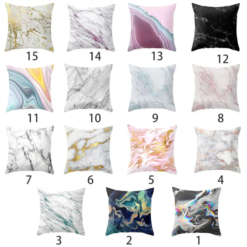 

Nordic Geometric Marble Pattern Pillow Case Peachskin Polyester Abstract Gradient Printed Art Decorative Cushion Cover