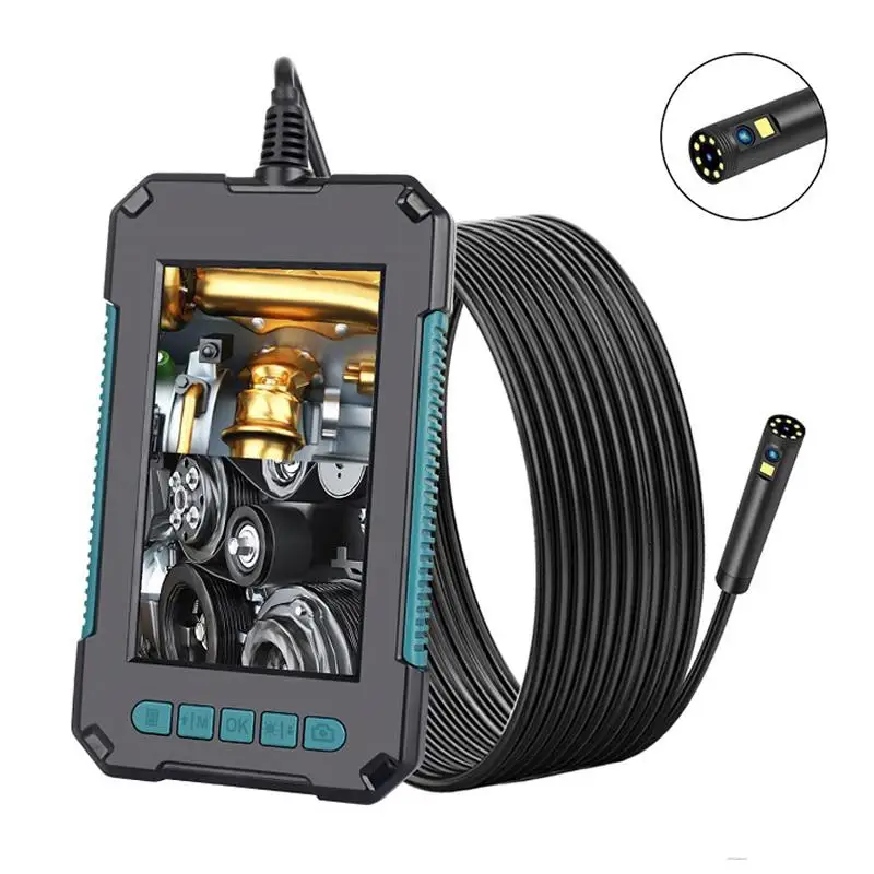 

P40 HD Dual Lens Endoscope Waterproof Inspection Borescope 4.3 Inch IPS Screen 1080P Handheld Hard Cable 9 LED Endoscope