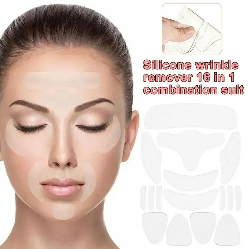 

16Pcs Reusable Silicone Anti Face Forehead Cheek Chin Sticker Face Eye Patches Removal Face Lifting Beauty Tools