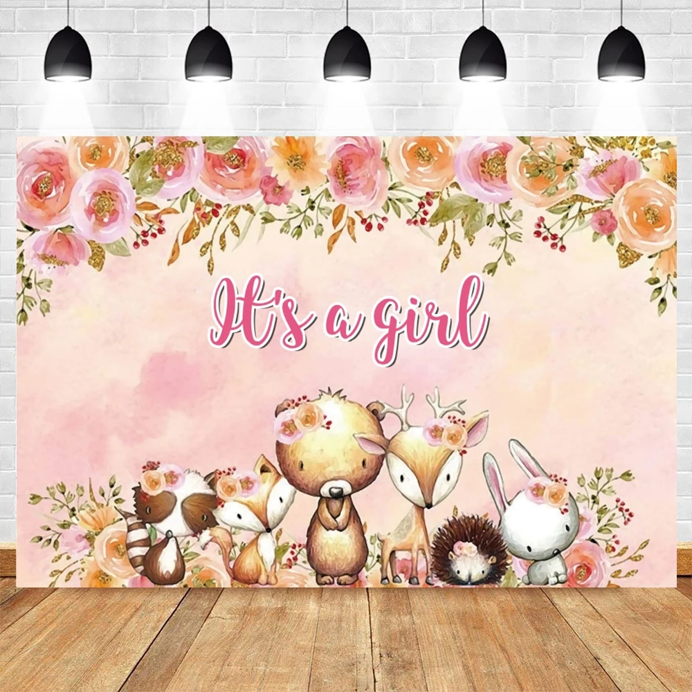 Виниловый фон для фотосъемки новорожденных в день рождения с изображением диких
