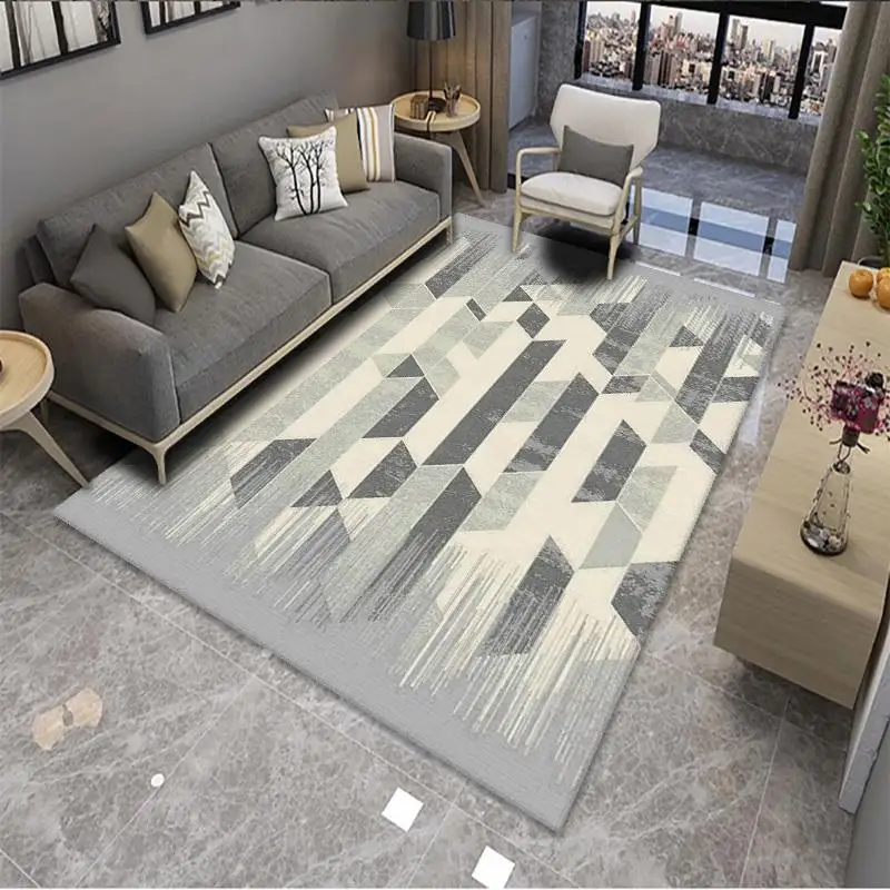 

Modern Geometry Velvet Carpet For Living Room Bedroom Home Large Area Cushion Anti-slip Floor Mats Water Absorption Yoga Rugs