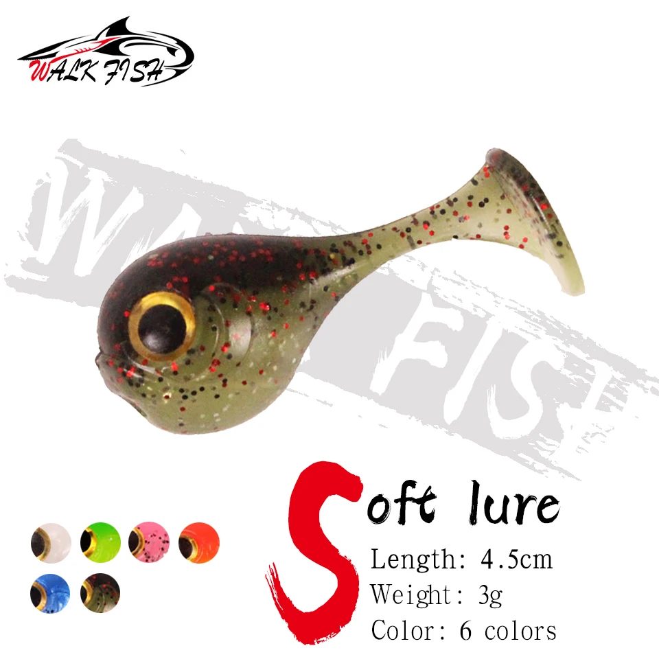 

WALK FISH 6PCS T Tail Soft Lures Silicone Bait 4.5cm 3g Goods For Fishing Sea Fishing Swimbait Wobblers Tackle Double color