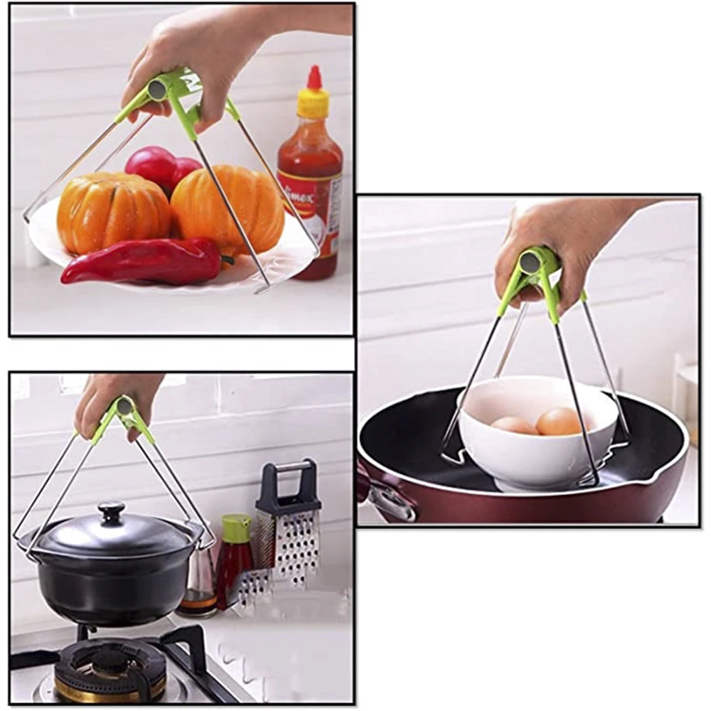 

Stainless Steel Dish Plate Bowl Clip Gripper Tongs Handle Hot Bowl Holder Dish Clamp Pot Pan Gripper Clip Kitchen Tool 1Pc