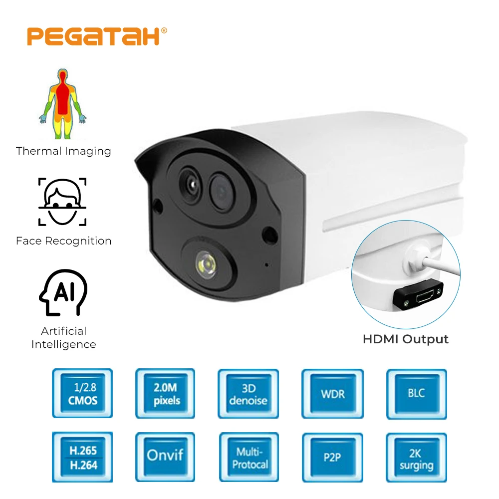 

Thermal Camera Thermal Imager IP Camera RecognIze Facial Recognition Camera 10 Facial detection AI fever detection camera