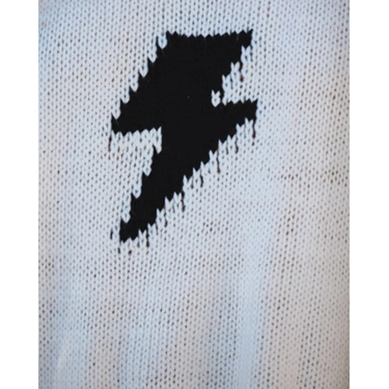 Fashion Oversized Ripped Sweaters Women 2020 Fall Winter Loose O-neck Long Sleeve Thunder Pattern Knitted Pullovers Jumpers | Женская