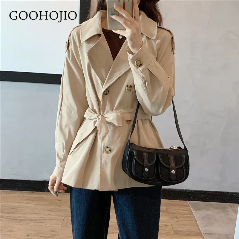

GOOHOJIO 2021 Spring and Autumn Fashionable Women Trench Temperament Loose Trench for Women Single-breasted Casual Trench Women