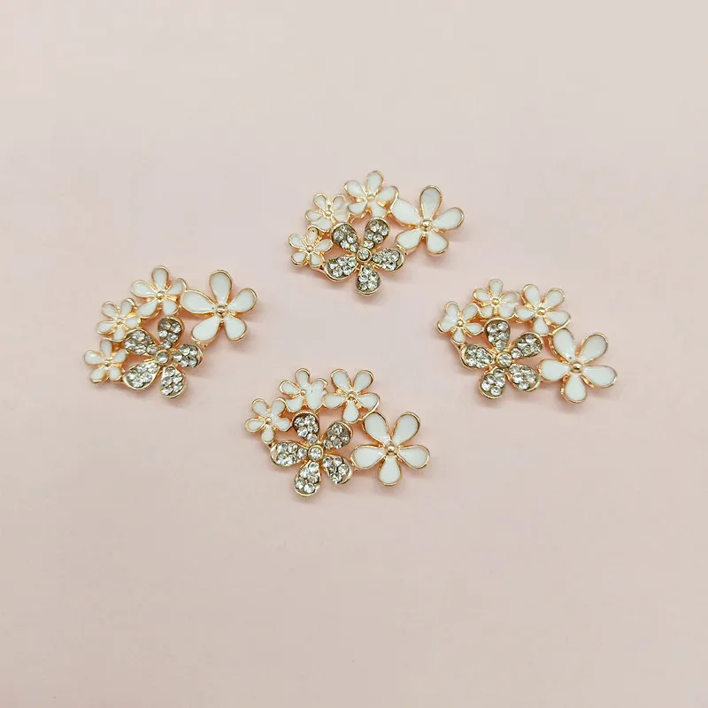 

New Diy Oil Dripping White Five Flowers Decoration Accessories Bow Hair Ornament For Wedding Dress Shoes Bag Mobile Phone Case