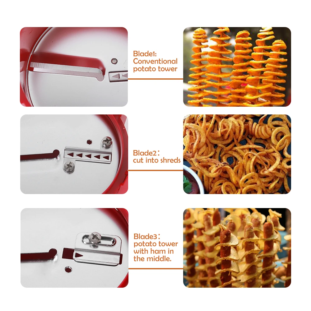 

Manual Potato Spiral Machine Sausage Chips Maker Twisted Toronto Potato Cutter Vegetable Food Processor